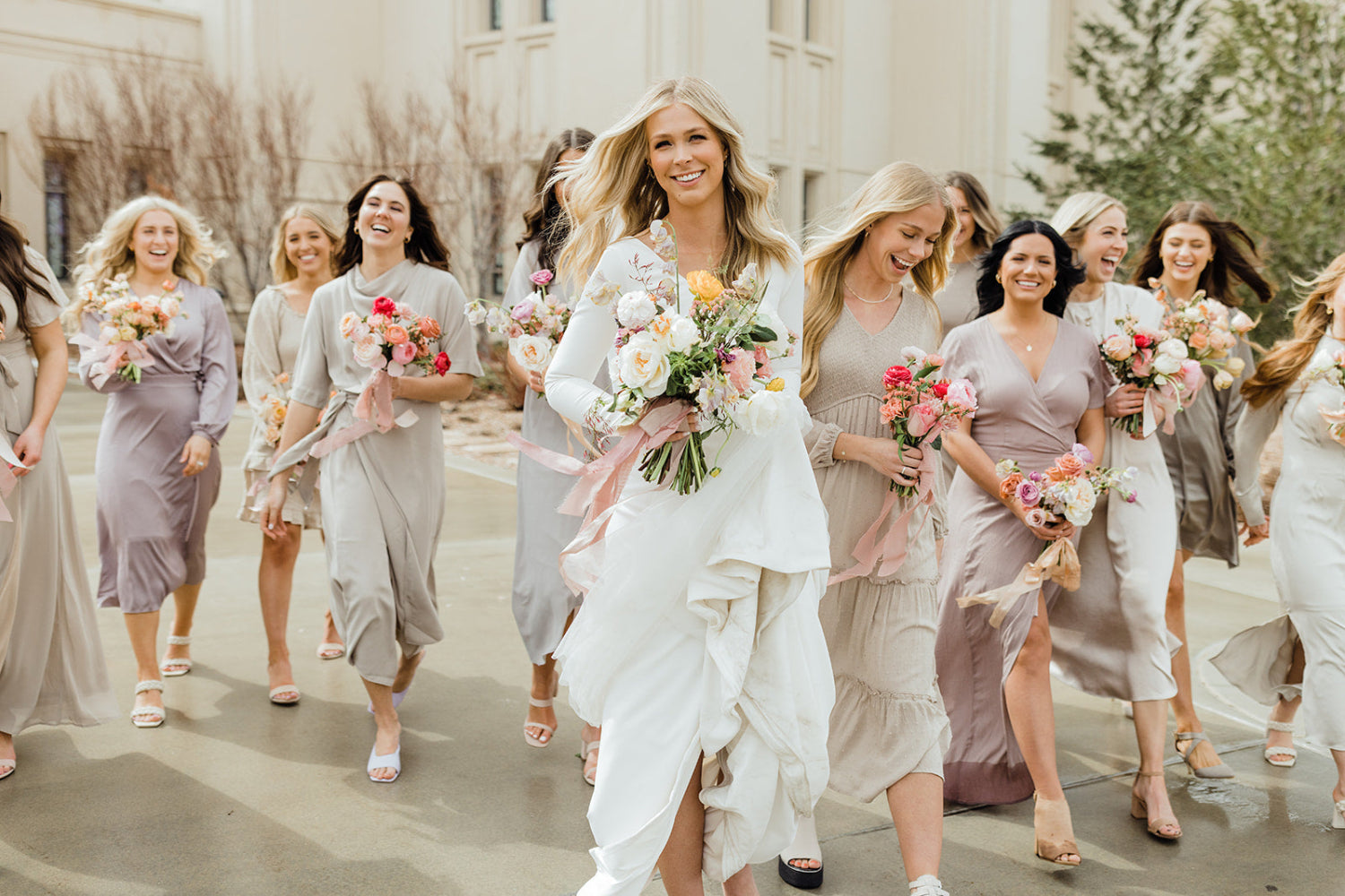 Wedding bouquets with romantic blooms and elegant event styling