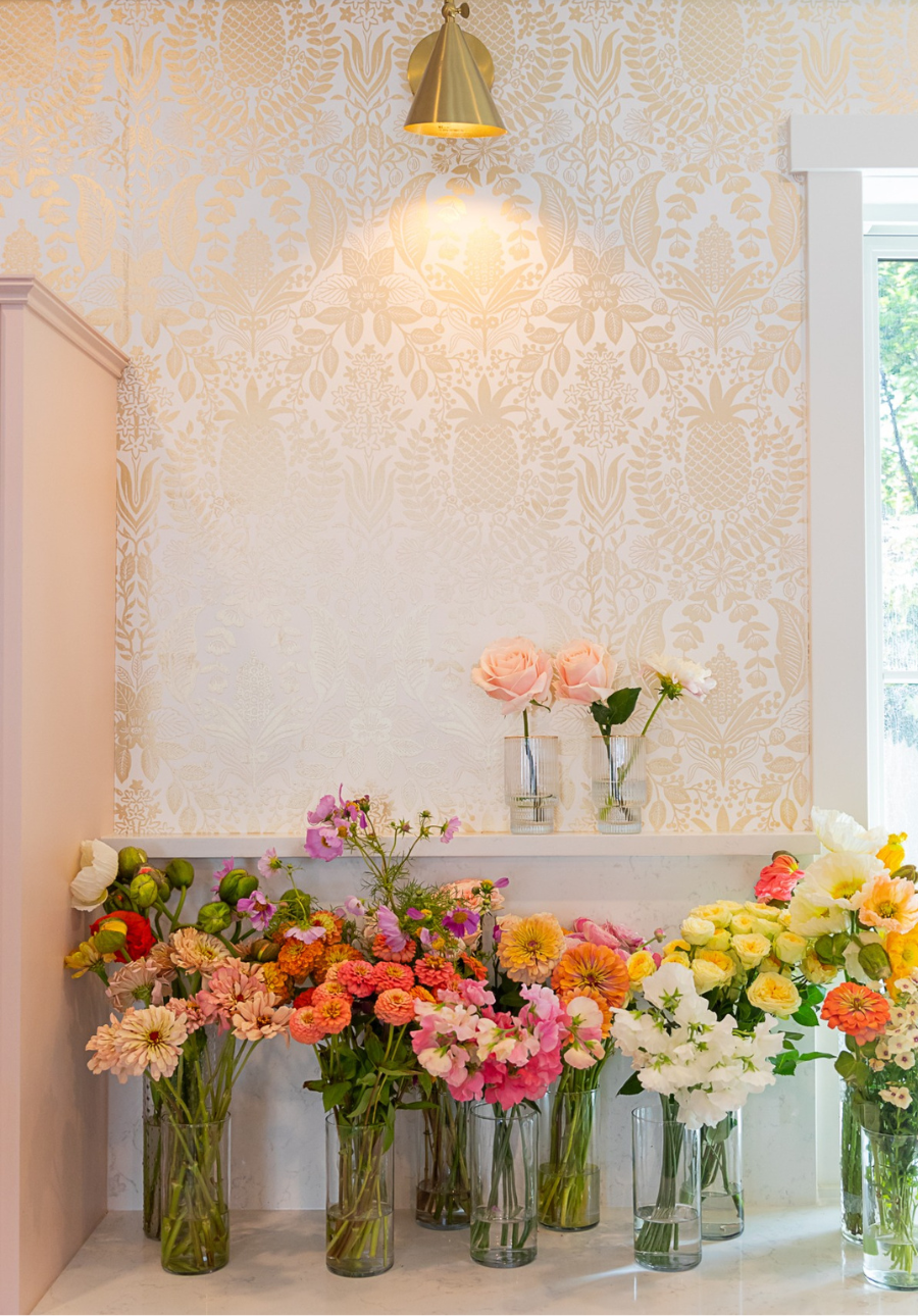 colorful flowers in vases at the Midway Shoppe