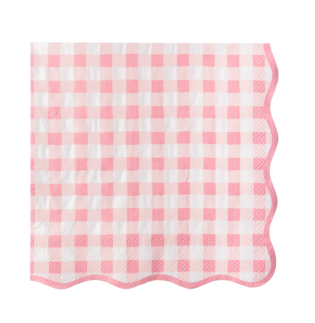 ELEGANT PETAL PINK GINGHAM DINNER NAPKINS