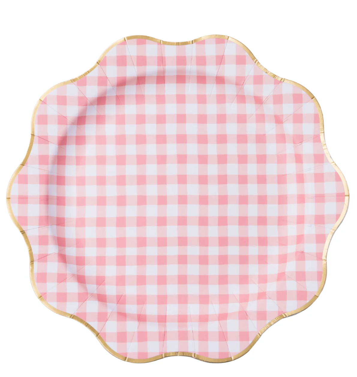 ELEGANT PETAL PINK GINGHAM DINNER PLATES