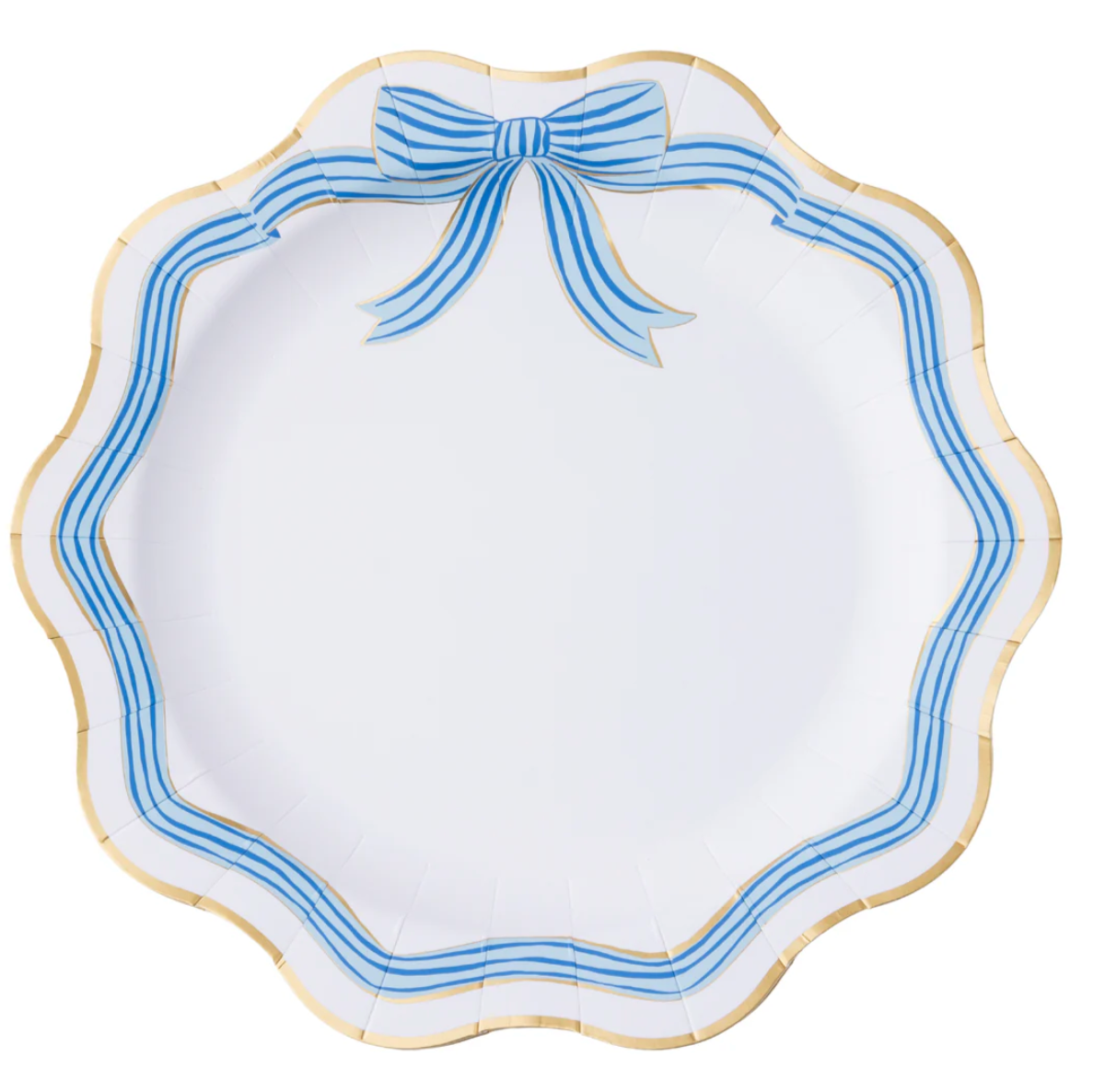 ELEGANT BLUE & GOLD BOW DINNER PLATES