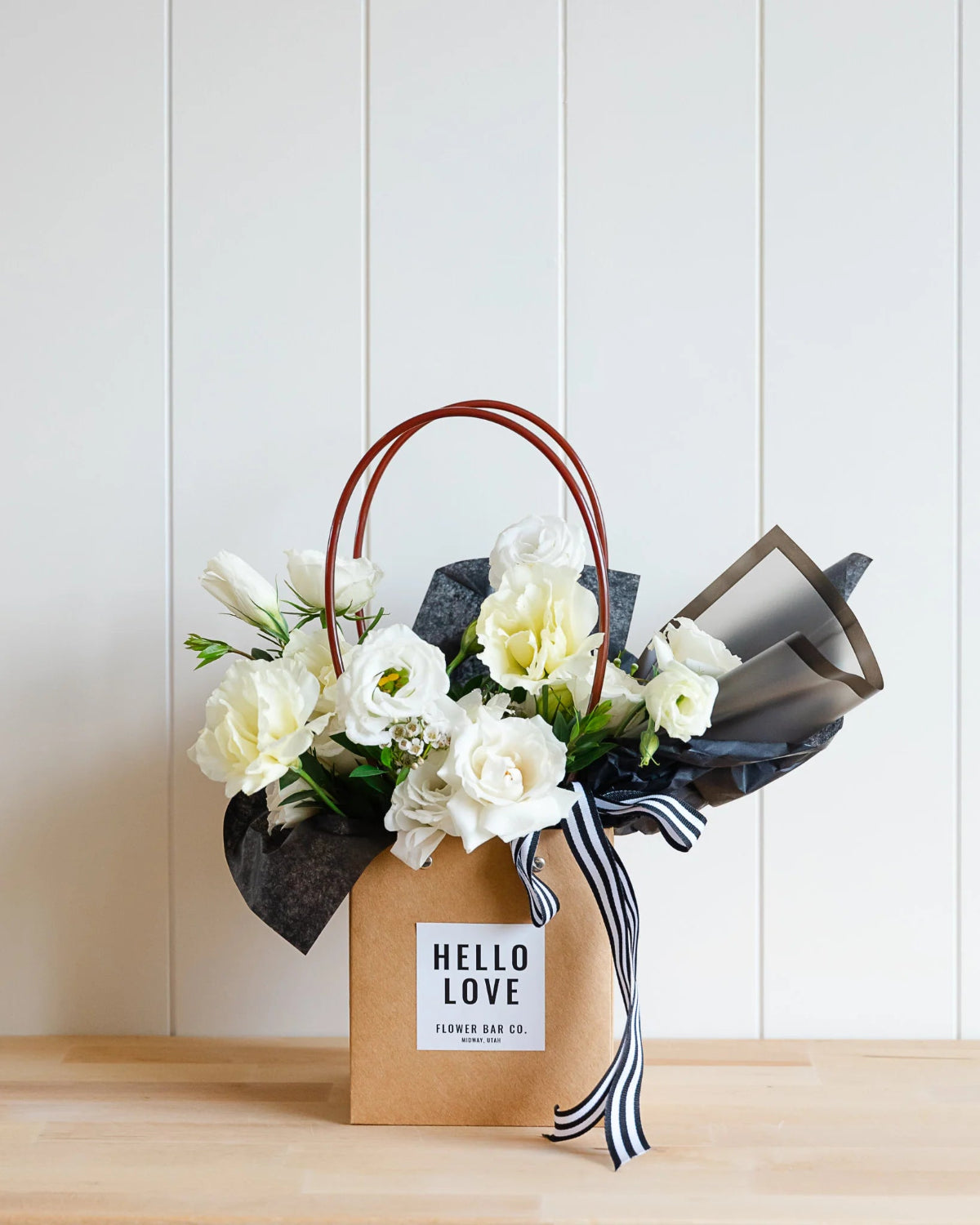 flower gift bag, flower delivery, slc flower shop, midway shopping